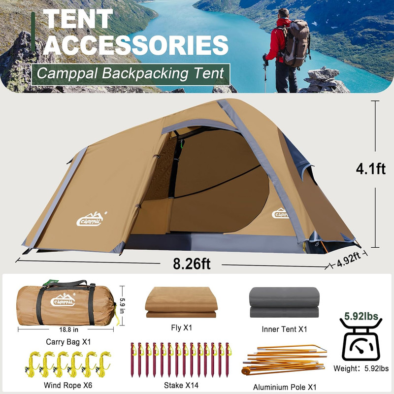 1 Person Backpacking Tent Waterproof Windproof Single Person Tent Lighweight Com gallery