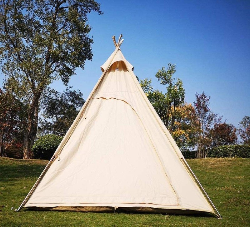 7’x7’x6.5’Outdoor Cotton Canvas 2-3 Person 3 Seasons Bell Teepee Tent with Do…
