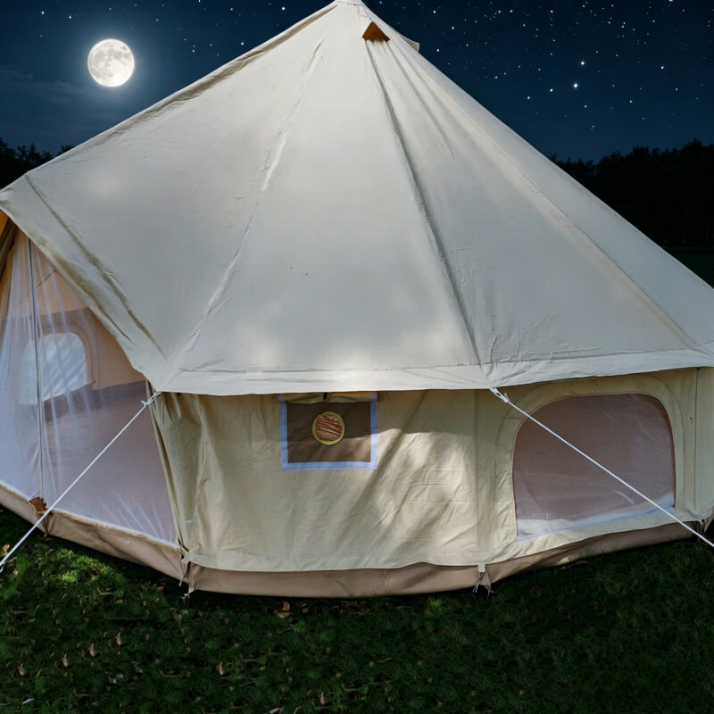 Outdoor cotton canvas bell tent 5m waterproof lawn leisure camping tent gallery