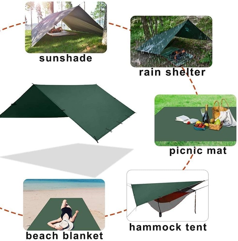 KALINCO Waterproof Camping Tarp Tent Hammock Rain Fly, 10X10FT/10X15FT, Mutifunc gallery