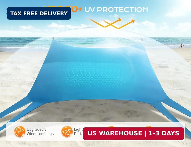 Rengue Beach Tent, Beach Canopy UPF50+ UV Protection, 10x10ft Beach Shade Sun Sh gallery