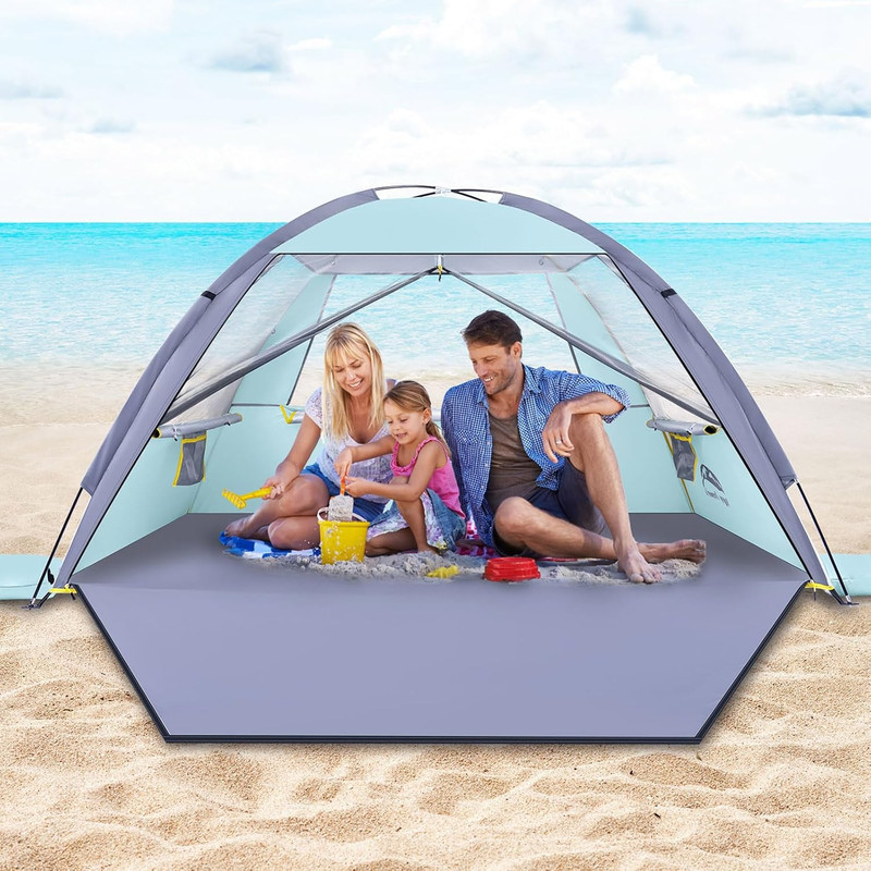 Beach Tent, UPF 50+ UV Protection Sun Shade Shelter for 3/4/5/6/7/8 Person, Port