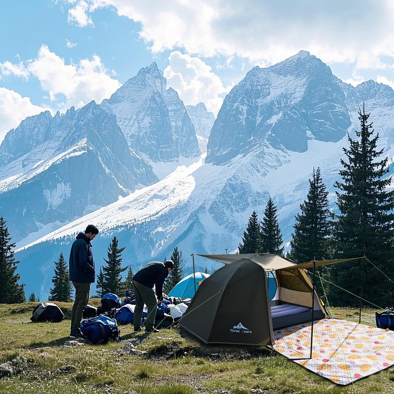 ThreeBears 4-Person Backpacking Tent Shelter, 3000mm Waterproof, Easy Setup, Spa gallery