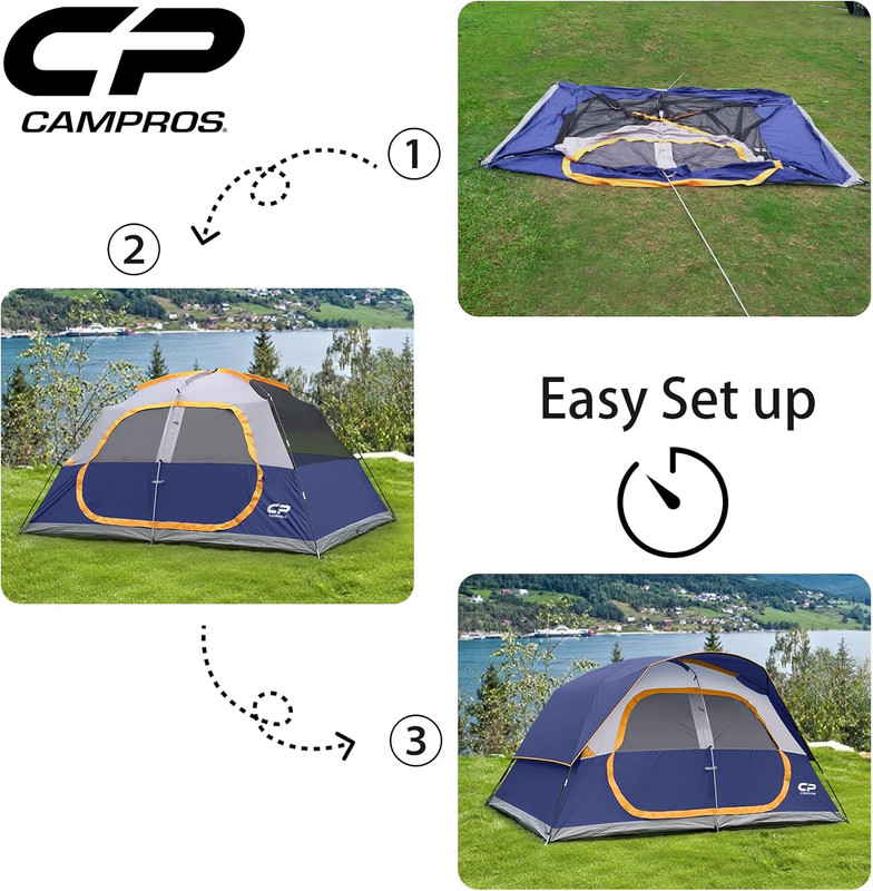 Tent 6/8 Person Camping Tents, Waterproof Windproof Family Dome Tent with Top Ra gallery