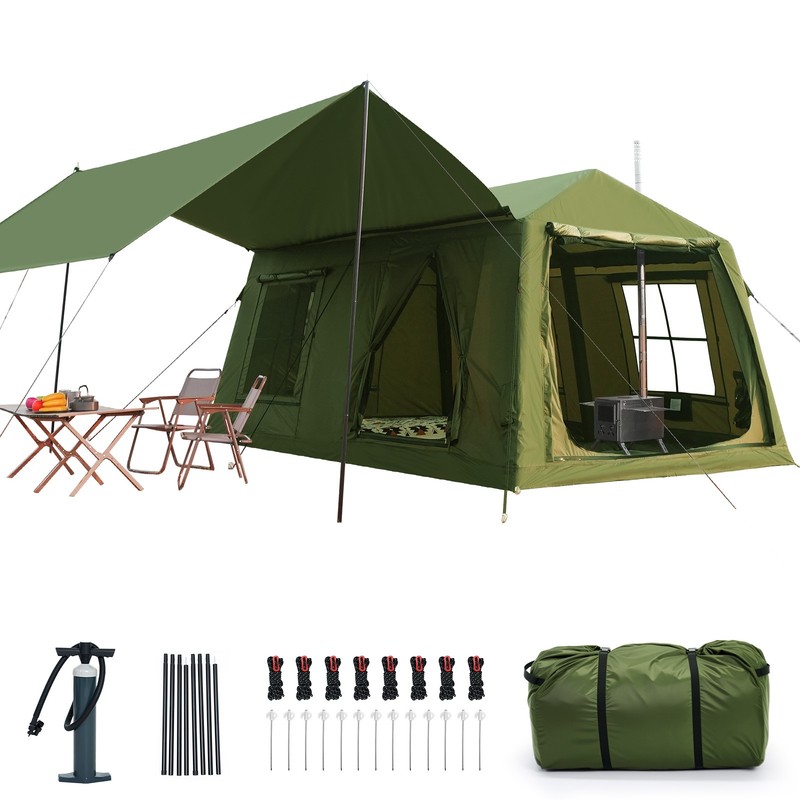 Inflatable Tent for Camping 8 Person,Large Blow Up Tent with Hand Pump,DarkGreen
