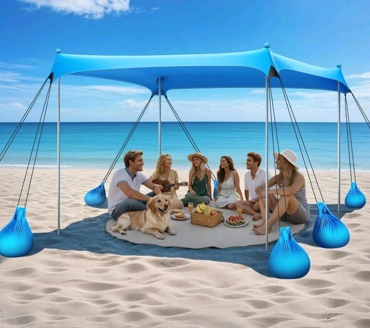 Raynesys Beach Tent Sun Shelter, 10 x 10 FT Beach Canopy Tent Sun Shade, UPF50+