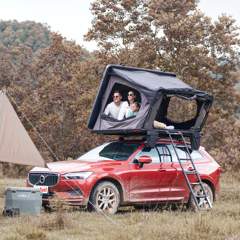 Aluminum Frame Pop Up Shell Roof Top Tent 55"x79" 2 Adults & Rack Instant Set Up gallery