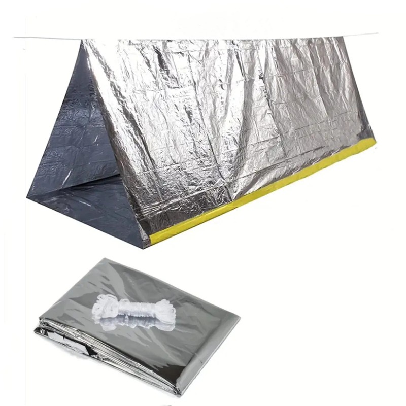 Emergency Tube Tent Mylar Space Blanket Material Survival Shelter Lightweight