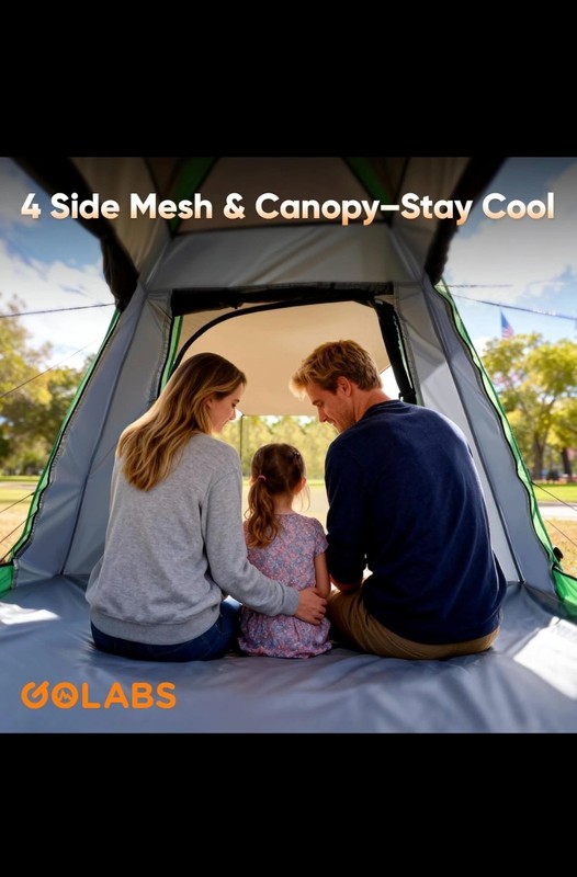 blue outdoor camping tent by GOLABS, water proof, multiple windows, very cozy gallery