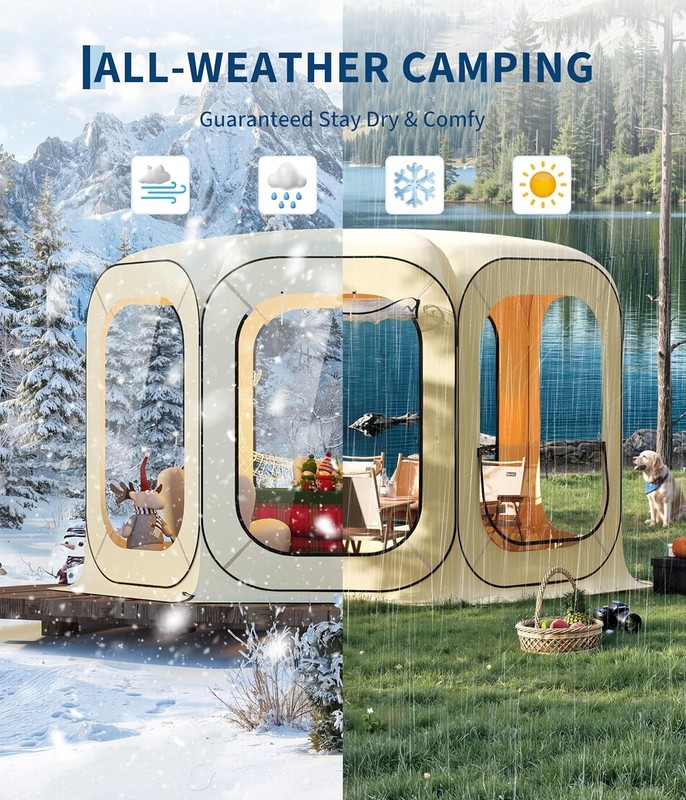 Pop up Bubble Tent W/ Waterproof Vent Windows 6ft-10ft-12ft Camping Shelters gallery