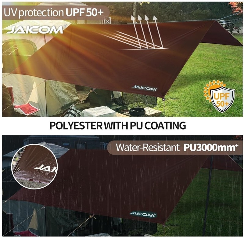 Waterproof Camping Tarp - 10X10ft Hammock Rain Fly, Ultralight & Portable & UV gallery