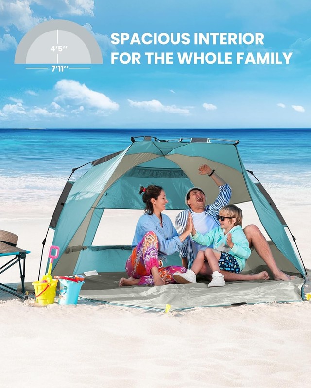 OutdoorMaster Beach Tent Sun Shelter for 3-4 Person,Pop Up Beach Tent Easy Setup gallery