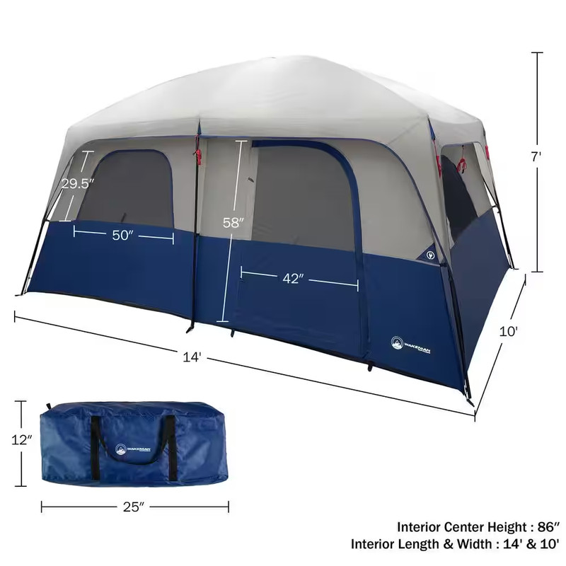 10-Person Large Family Outdoor Camping Tent - with 2-Doors, Room Divider, 4 Scre gallery