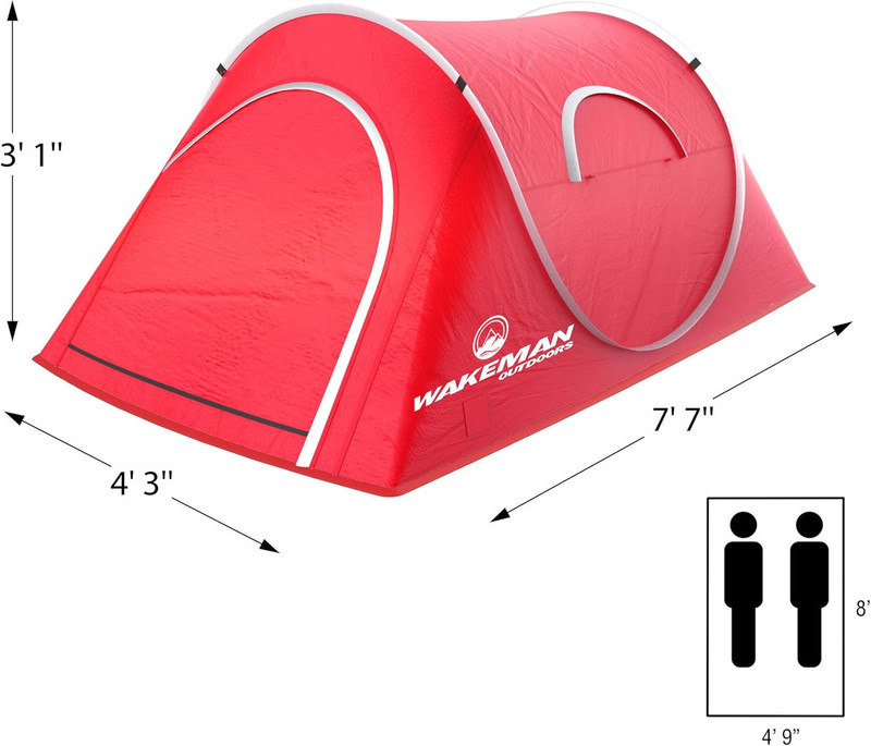 2 Person Pop up Tent with Dual-Layer Door and Carry Bag - Water-Resistant Tent f gallery