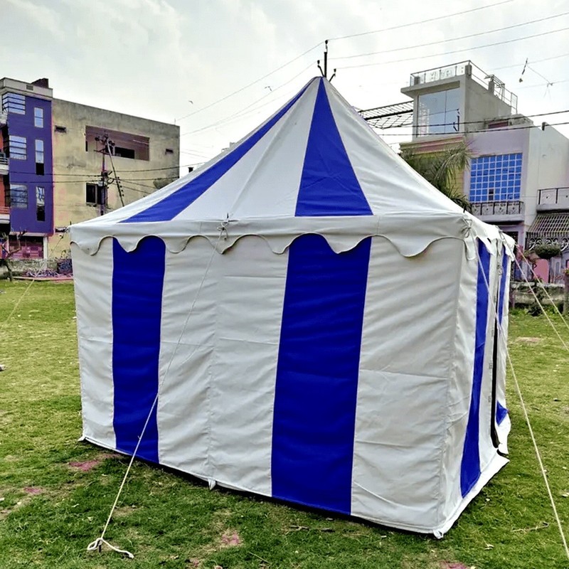 Timeless Medieval Tent 3 X 3 meter White & Blue Camping Tent gallery