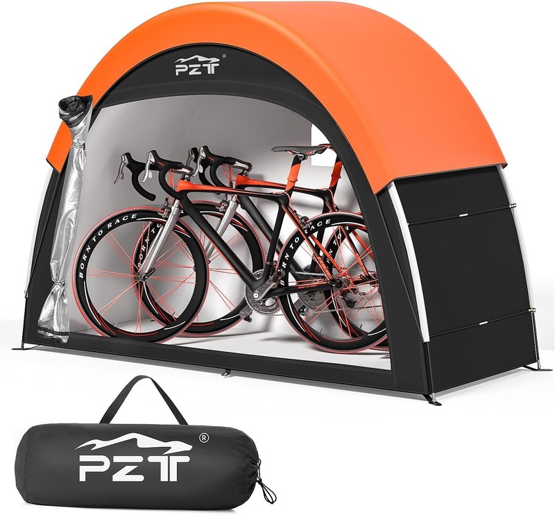 Oxford Fabric Bike Tent w/Rain Cover Portable Outdoor Storage Shed for 2 Bikes