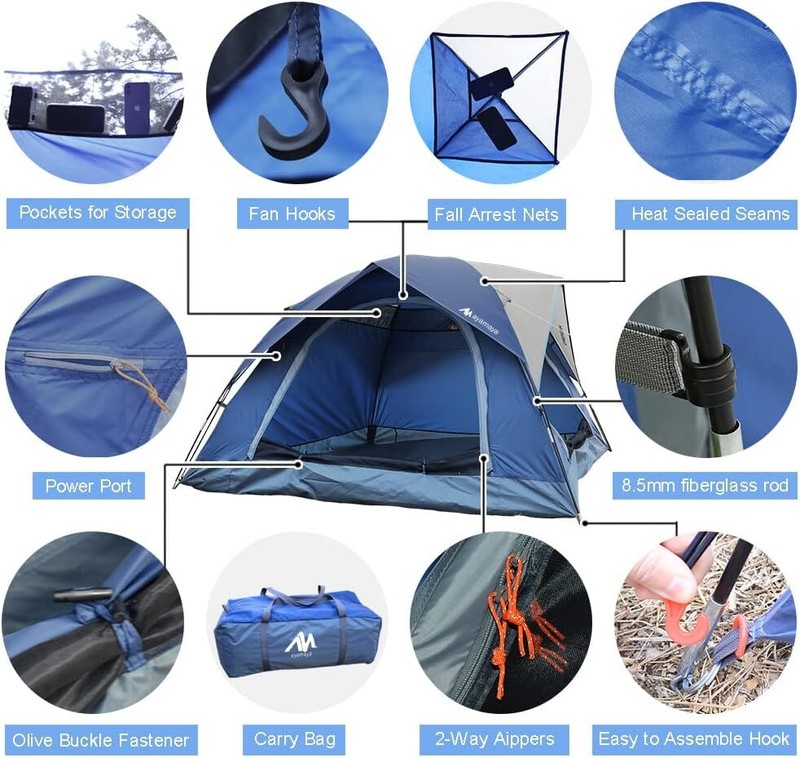 3-4 Person Camping Tent Easy Setup Double Layer Waterproof for Hiking Traveling gallery