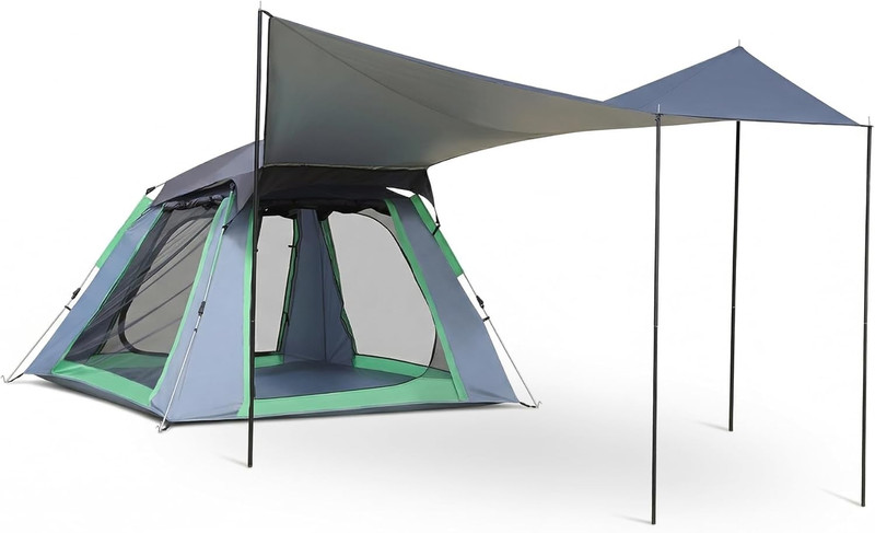 Pop up Camping Tent for 2/3/4 Person, 1-Min Setup by Pre-Attached Pole, 4 side
