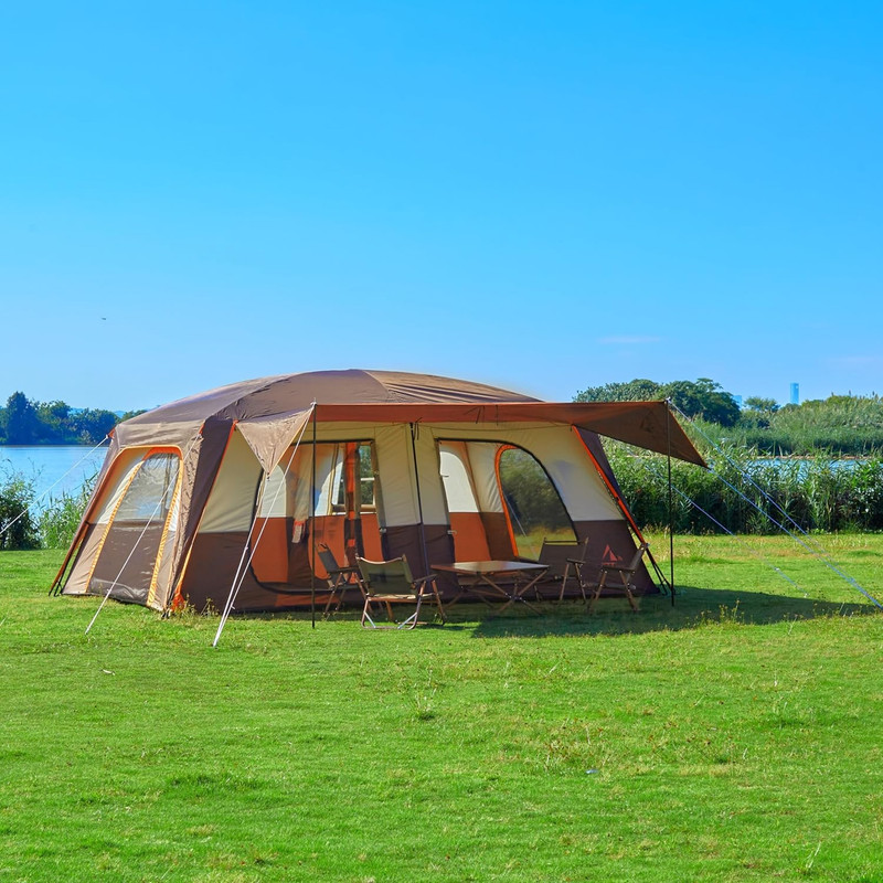Extra Large Tent 12-14 Person,Family Cabin Tents,2 Rooms,Straight Wall,2 Doors 4 gallery