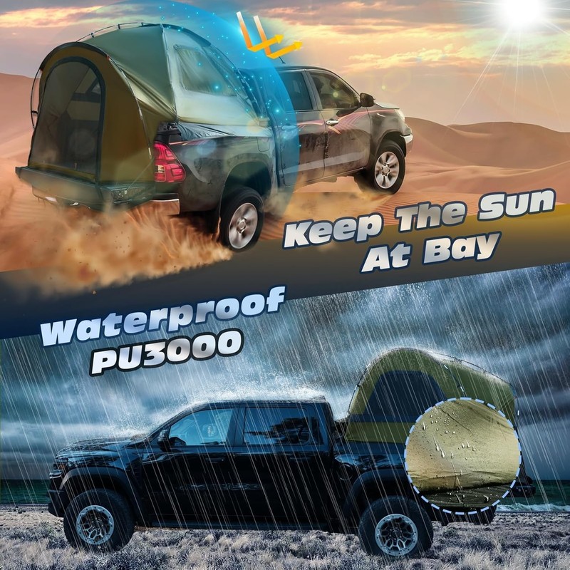 Truck Bed Tent, Waterproof PU3000mm Pickup Truck Tent for Camping 5.0-5.4 Ft ... gallery