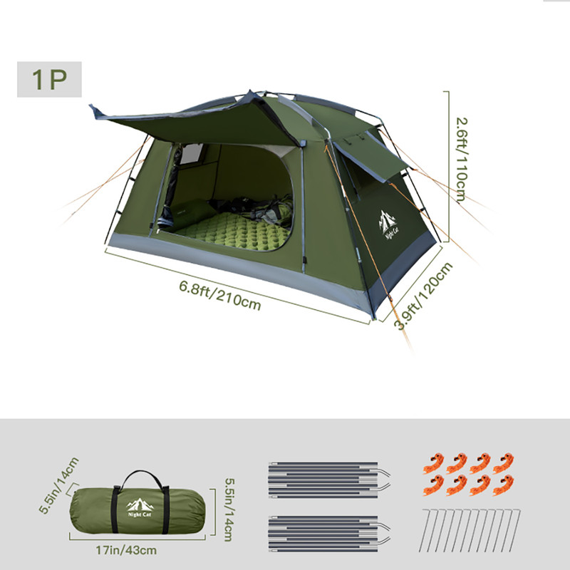 1-2 Person Backpacking Tent Waterproof Dome Compact for Outdoor Festivals