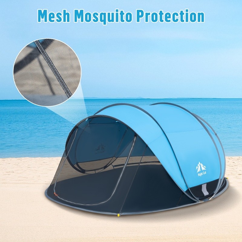 Large Pop Up Beach Tent Blue Sun Shade Canopy Shelter for 4 with UV Protection gallery