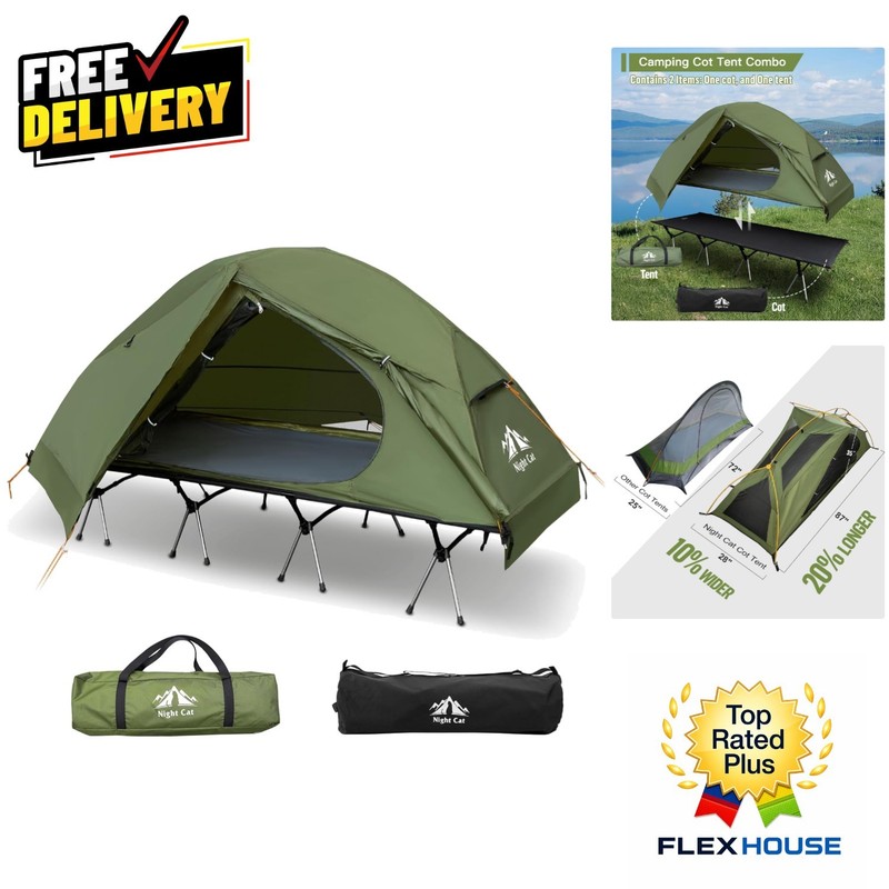 Durable Off-Ground Camping Cot Tent Combo – Spacious & Weather Resistant Design