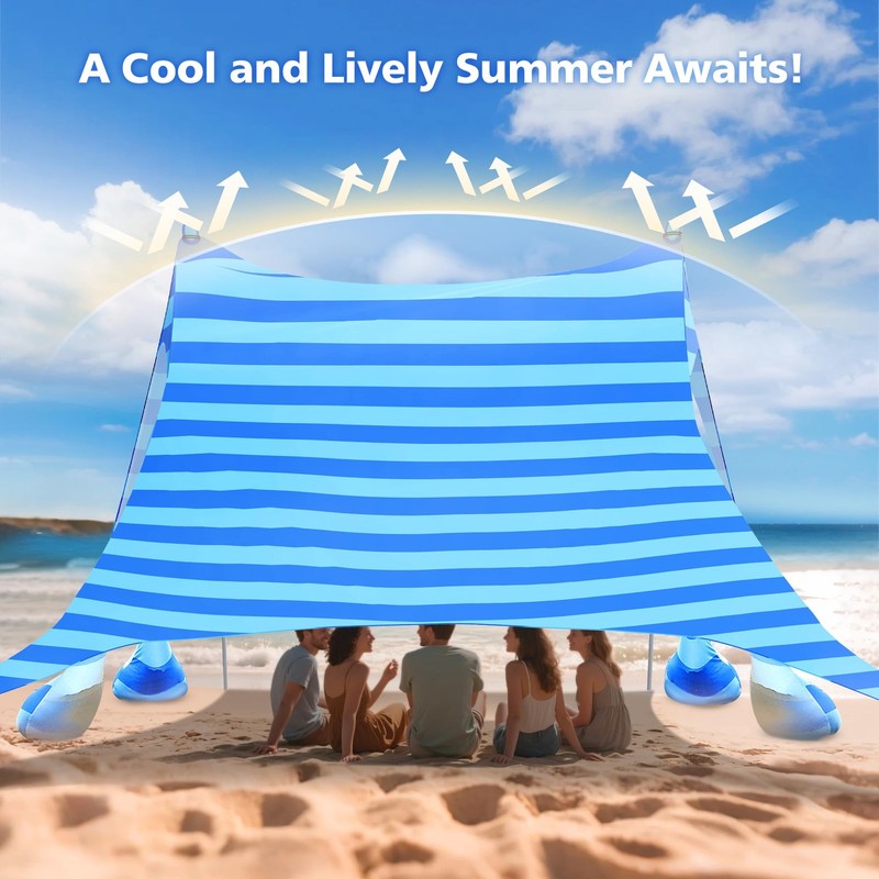 Beach Tent Sun Shelter 8x8 FT - UPF 50+ UV Protection, 8 Sandbags, Easy Setup... gallery