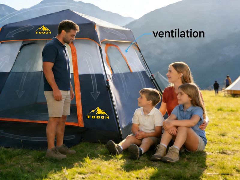 3/4 Person Camping Tent with 1 Door, 4 Windows, and Upgraded Ventilation– Instan gallery
