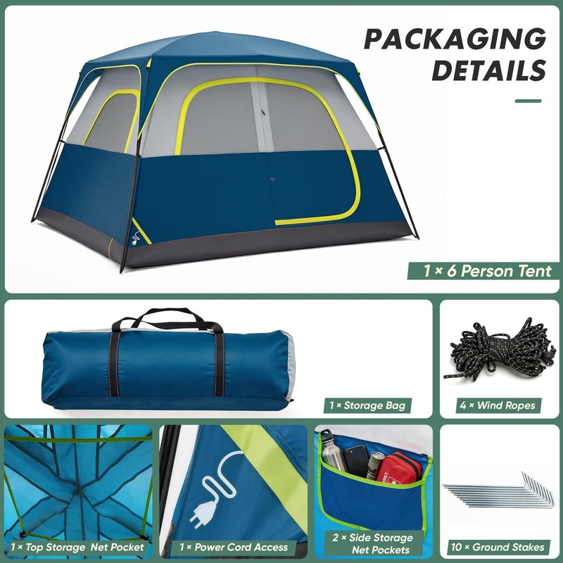 OLIXIS 6 Person Camping Tent, 81in Tall Waterproof Windproof Tent with Double... gallery