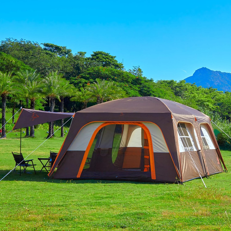 Extra Large Tent 12-14 Person,Family Cabin Tents,2 Rooms,Straight Wall,2 Doors 4 gallery