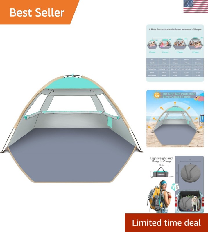 Lightweight Portable Beach Shade Canopy for 3-4 Persons – Turquoise Elegance