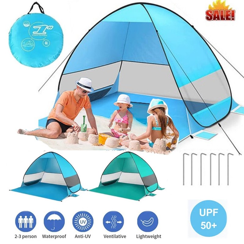 Pop Up Beach Tent Automatic WaterProof UV Protection Sun Shelter 2-3 Man/Women gallery