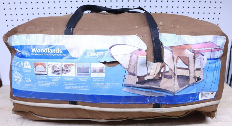 Nice Used Complete Family Camping Hiking Tent 8-Person Woodlands W/ Bag – 23×13′