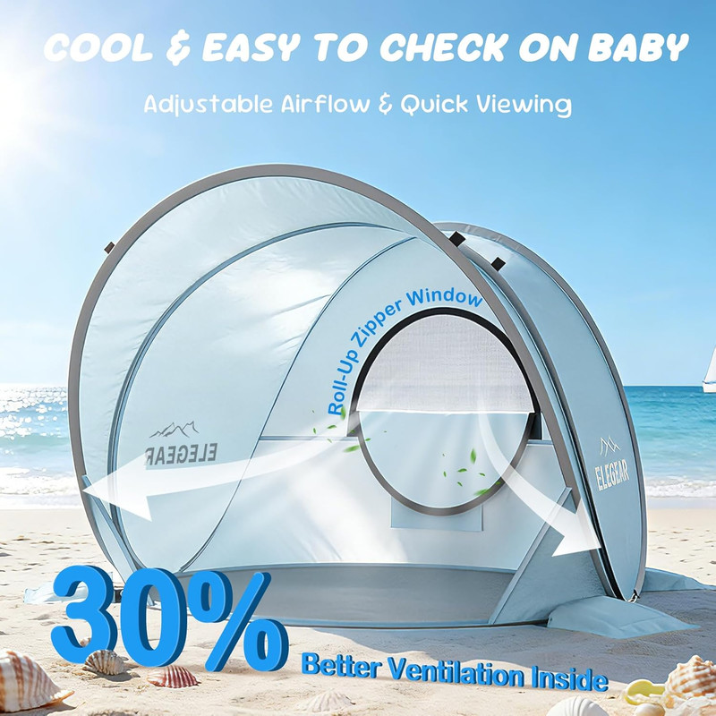 Pop up Baby Beach Tent with Mini Canopy, Cumbrex™ UPF 50+ UV Protection Baby Ten gallery