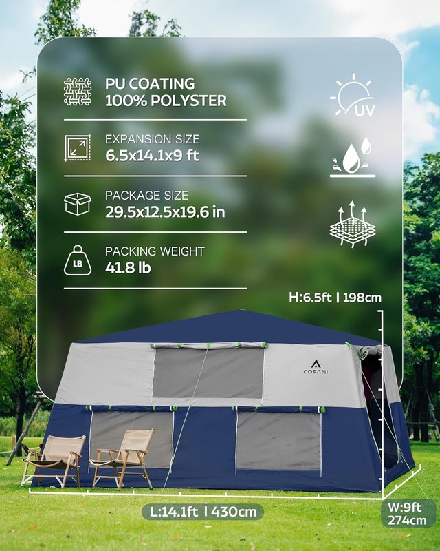 Spacious 10-Person Inflatable Camping Tent with Mosquito Screens & Easy Setup gallery