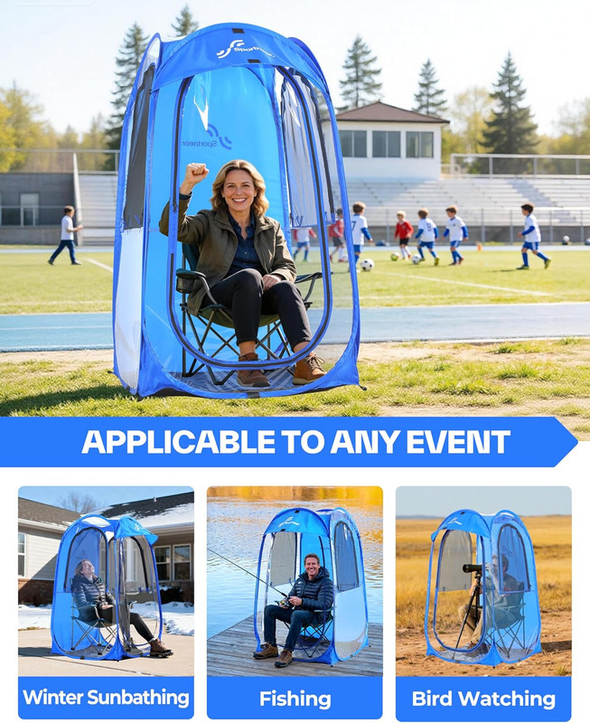 Pop up Sports Tent, 3-Side Clear TPU Transparent Shelter, All-Weather Warm Outdo gallery