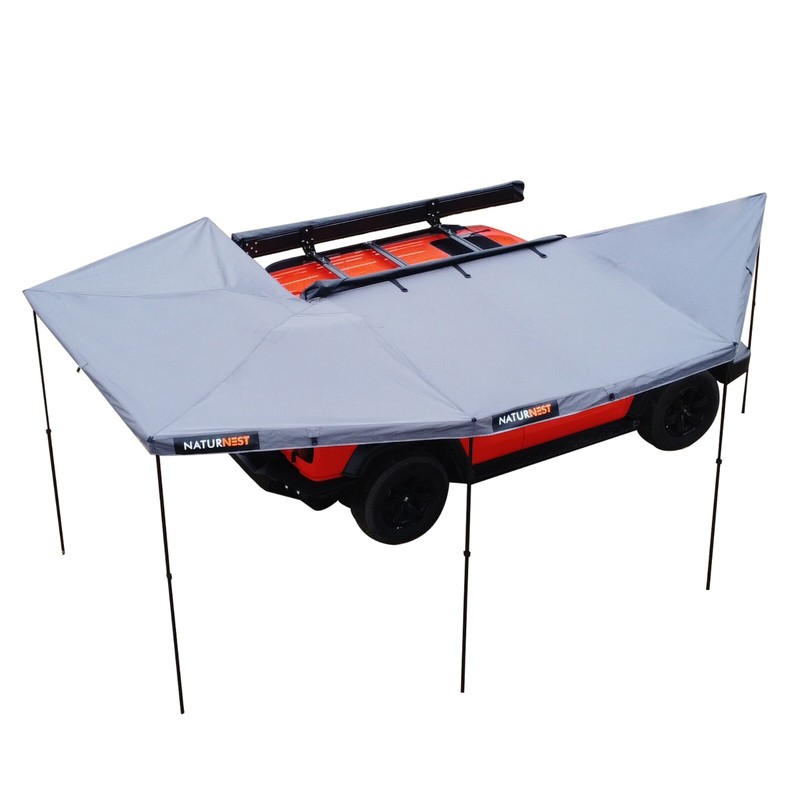 Naturnest 270 Plus Car Awning Waterproof Rooftop Shade w/ Rod for Passanger Side