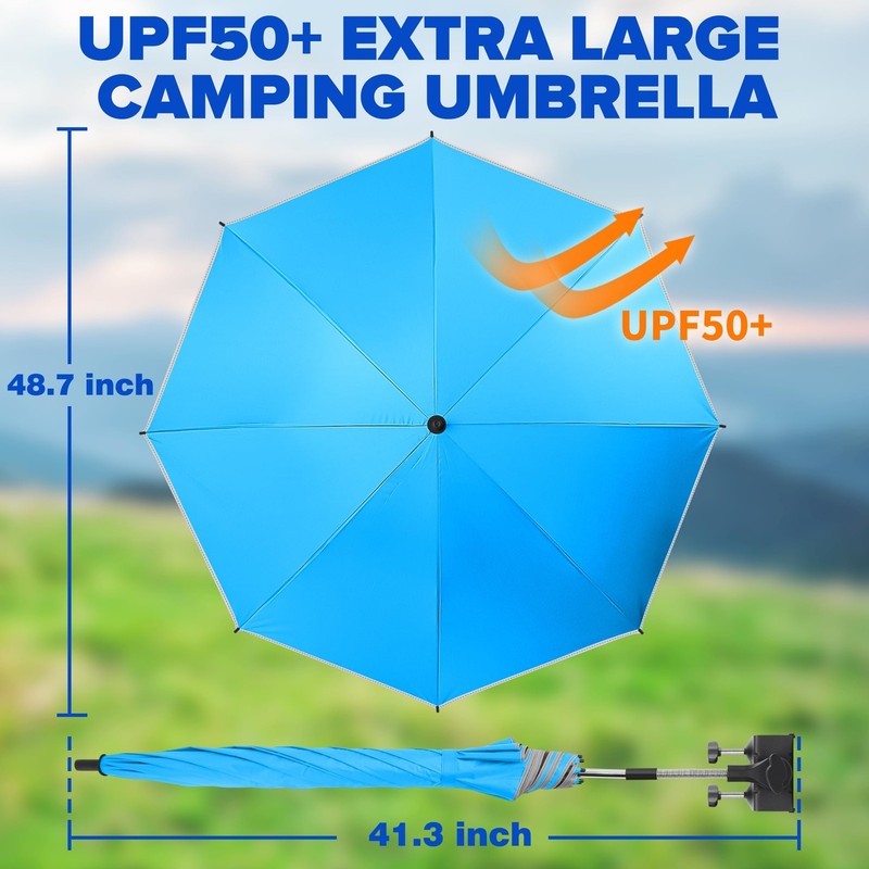 Beach Umbrella, 2PACK 48.7inch Chair Umbrella with Clamp adjustable 360°, UV ... gallery
