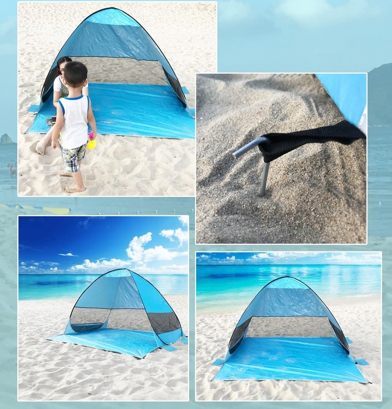 Pop Up Beach Tent Easy Set Up Sun Shelter for 1-3 People UV Protection Sunshade gallery