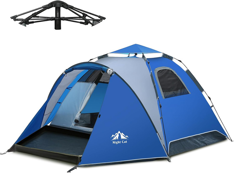 Night Cat Pop up Tent 2-3 Persons Instant Set up Tent with Footprint Tarp & Porc