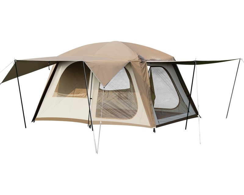 4-6 Person Camping Tent with 3 Door 2 Room Large Family Cabin Tents, Double L...