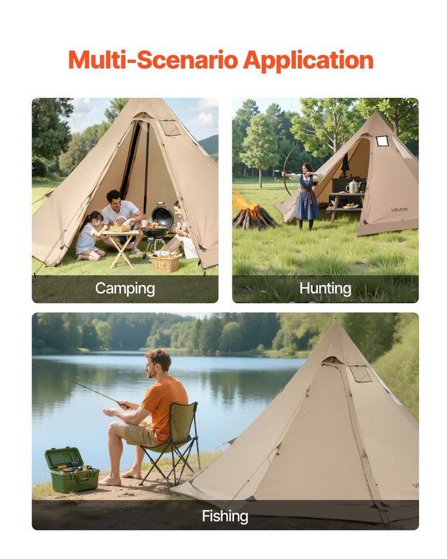 Enhanced 4.6m All-Season Tent with Vent Cap 9.7lb High Wind Resistance gallery