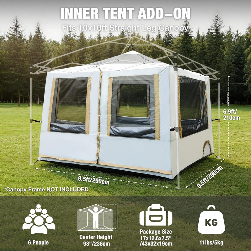 Canopy Camping Tent for Pop up Canopy Tent, Inner Tent Converts Straight Leg 10' gallery
