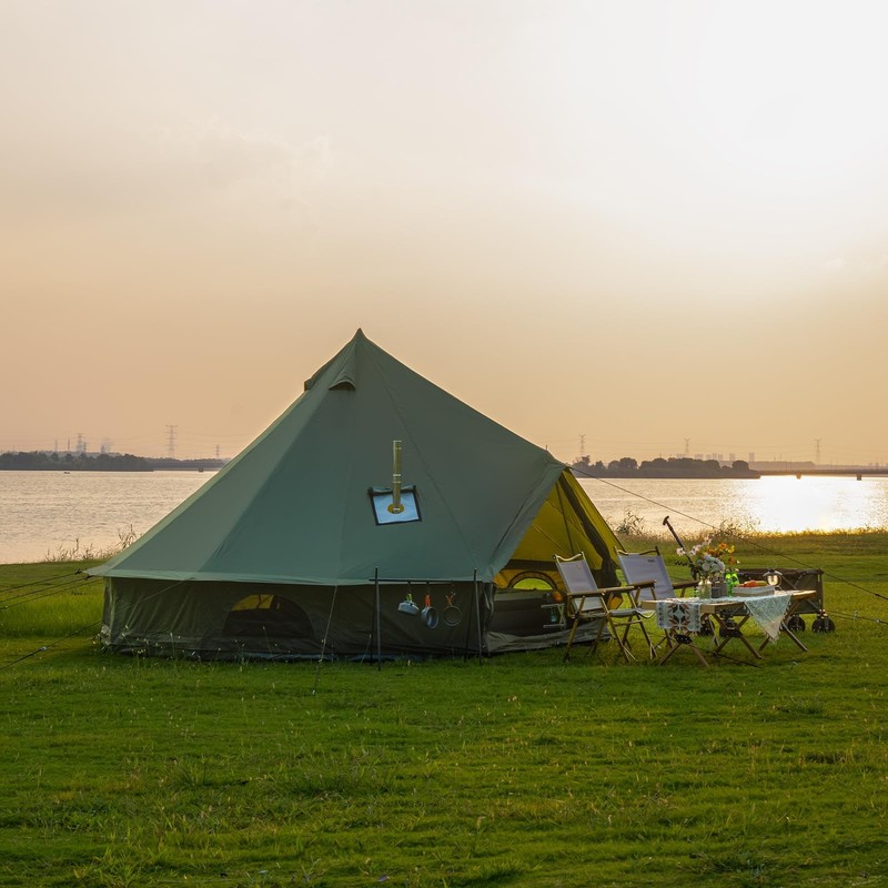 Bell Tent with Stove Jack – Spacious 13.1ft Family Glamping Yurt, 4-6 Person,... gallery