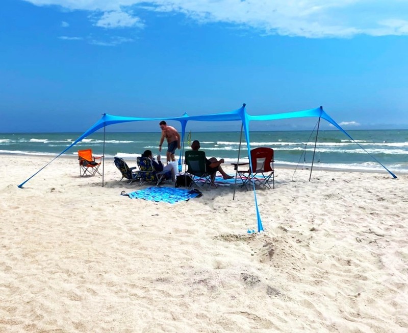 11 x 11 ft Beach Canopy Sun Shelter Tent Shade UV Coated UPF 50 with Sand Bags