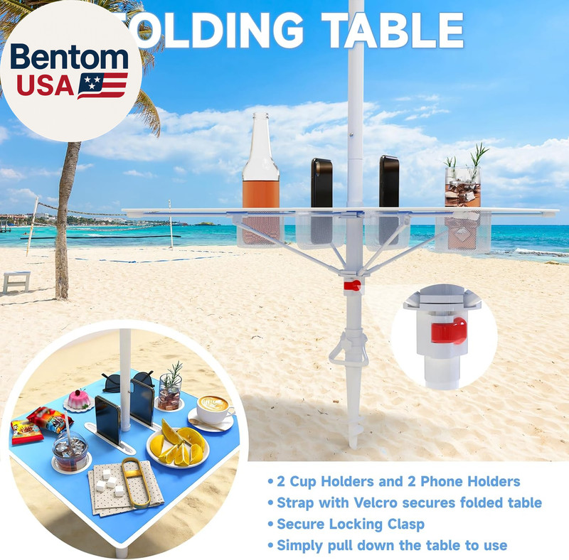 Beach Cabana with 4-Corner, UPF50+ Beach Canopy, Adjustable Height Beach Tent Su gallery