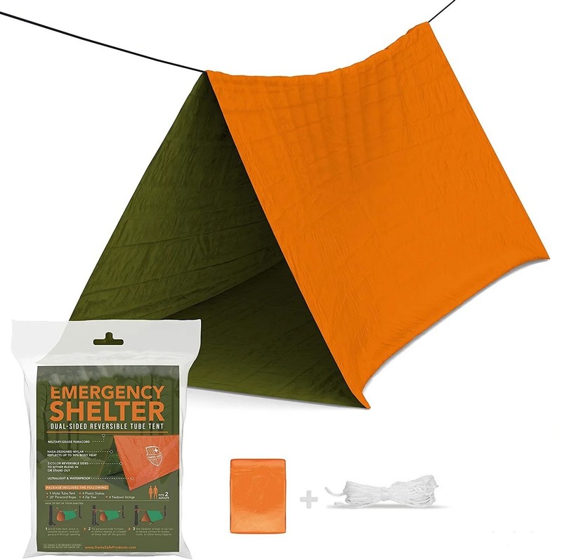 Emergency Tube Tent Mylar Space Blanket Material Bivy Bag Survival Shelter Light