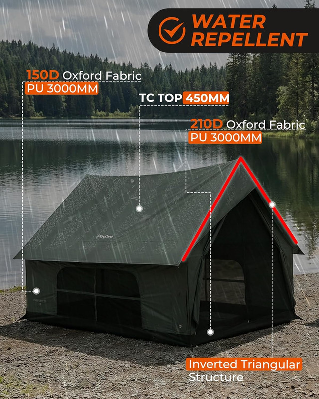 Camping Tent with Floor 6-8 Person, Canvas Hot Tent with Stove Jack, Waterproof gallery