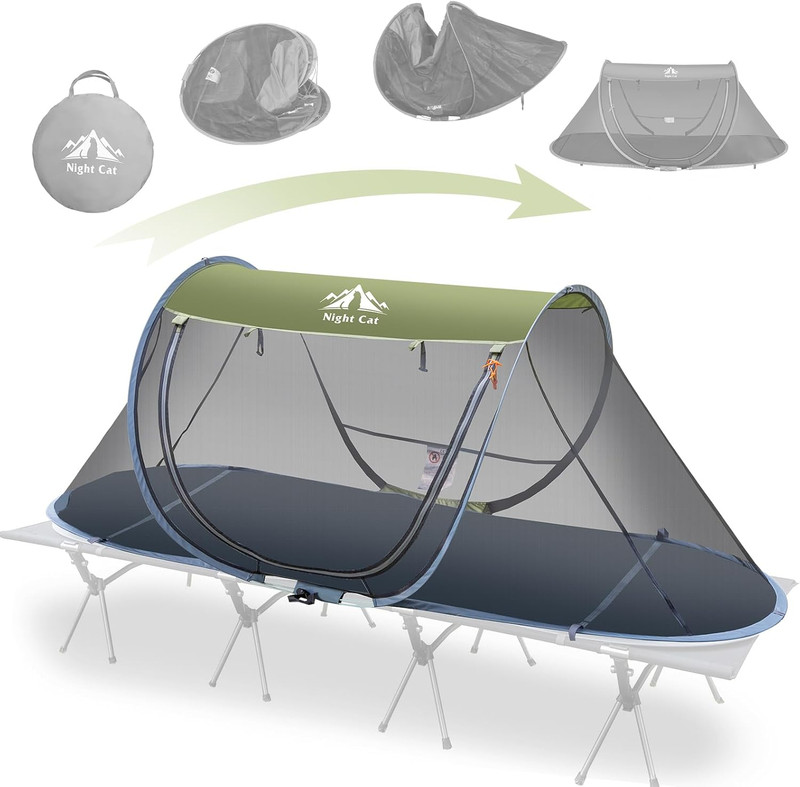 Pop-Up Mosquito Tent: 1 Person Camping Tent with Bug Screen Net Adults Fits for gallery